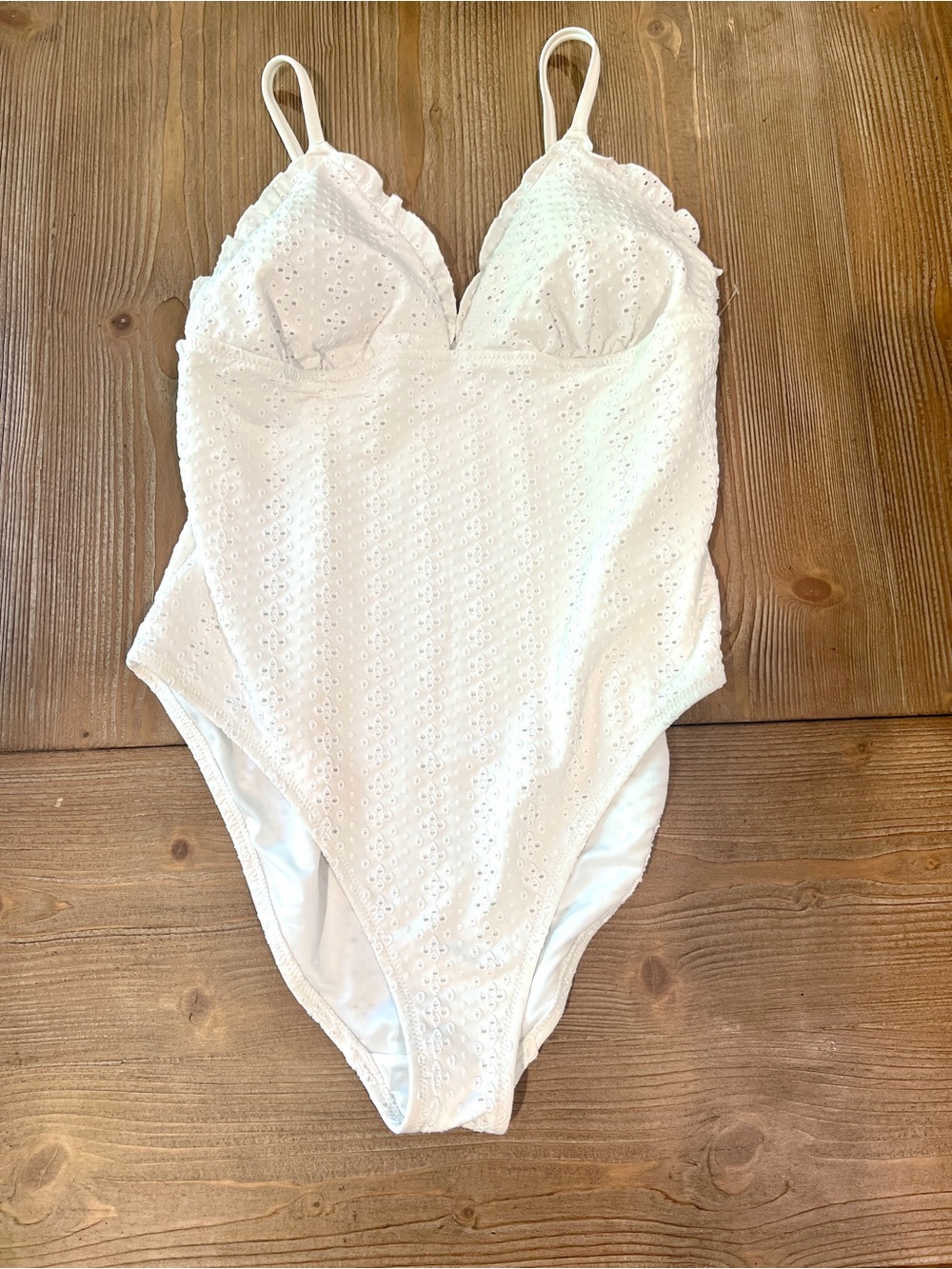 Old Navy White Eyelet Ruffle One-Piece Swimsuit - BNWT Size L